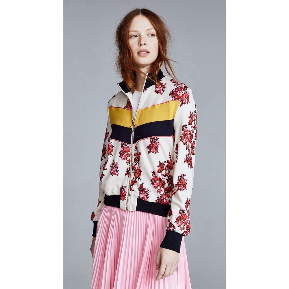 Baum Und Pferdgarten Womens Sweater Jacket Pink Floral Size M Full Zip Up